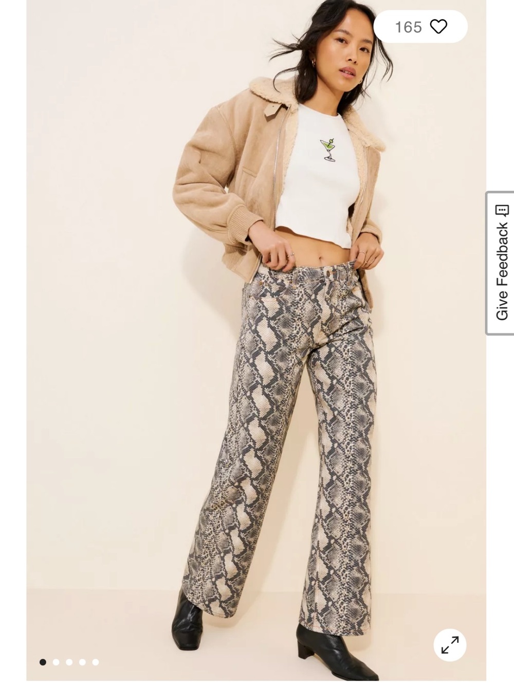 Lioness snakeskin printed denim
